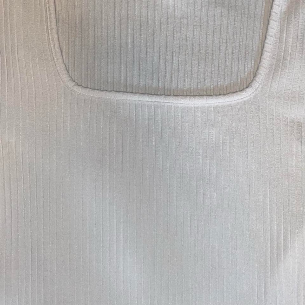 White Ribbed Square Neck Top - Picture 3 of 6